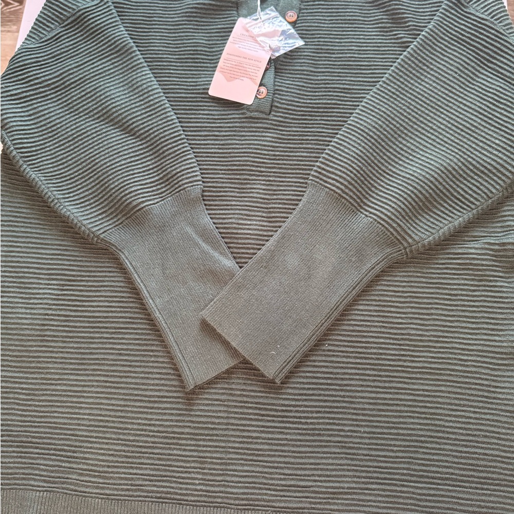 Women's Green Striped Sweater